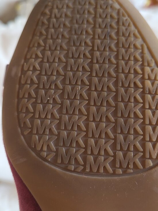 Michael Kors Mindy Flex Plum Burgundy Suede Ballet Flats Gold MK Logo Size 8 - Picture 14 of 14